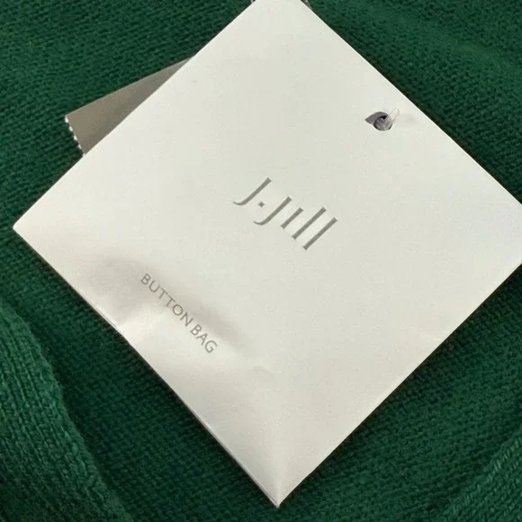 J Jill Boxwood Bejeweled Button Cardigan Sweater Green Cotton Blend Medium NEW - Picture 11 of 11